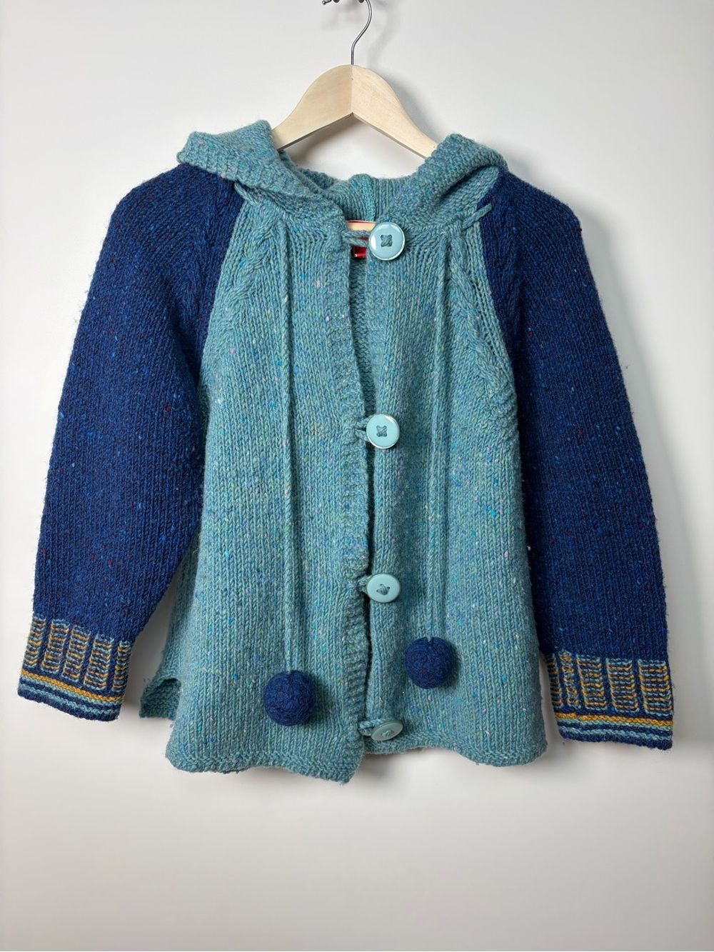 VINTAGE- 100% Wool Colorblock Irish Hoodie Sweater